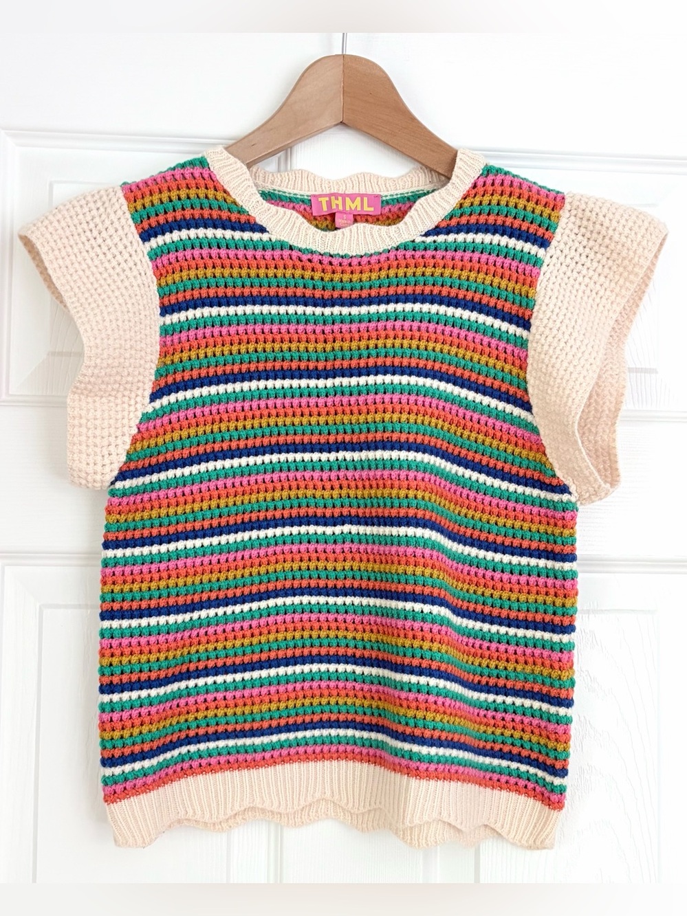 THML Multicolor Striped Crochet Tank Size S